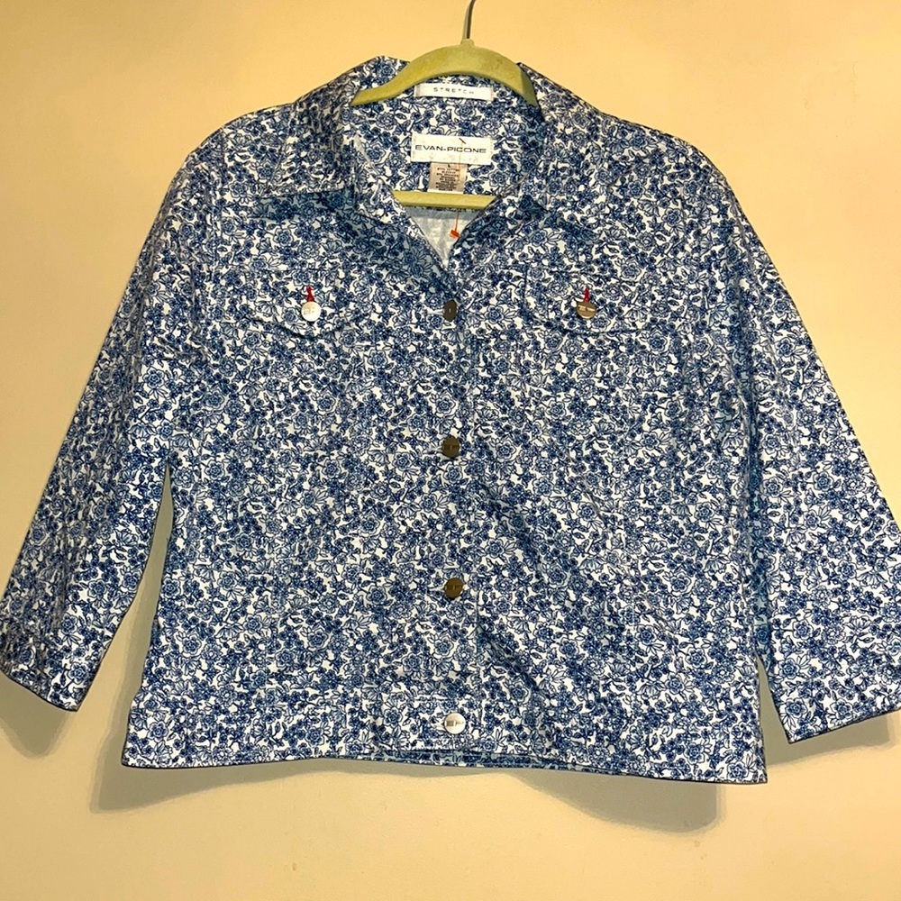 Evan-Picone Y2K NWOT floral lightweight crop denim jacket
